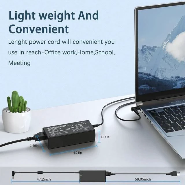 Alt view image 7 of 7 - 65W Charger Compatible with Laptop IdeaPad 3 1 5 Flex 5 6 4 1470 1480 IdeaPad s340 S145 330 320 310 110 110s 510 520 530s 710s s540 S730 V14 V15 V17 65W 45W Round Tip AC Adapter