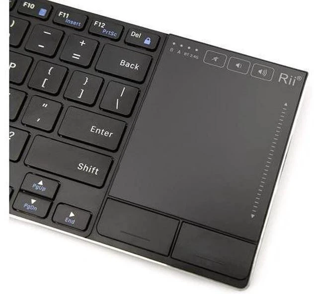 Alt view image 2 of 2 - Rii Wireless Bluetooth Keyboard,Multi Device Rechargeable Keyboard Stainless Steel Ultra Slim Bluetooth Keyboard with Multi-Touch Touchpad,Compatible with PC, Mac, Laptop(2.4G+BT New)