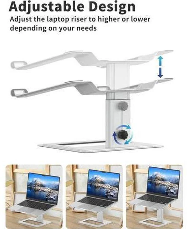 Alt view image 3 of 7 - Adjustable Laptop Stand for Desk Computer Stand Ergonomic Laptop Riser Holder Compatible with 10 to 17.3 Inches Notebook PC Computer Aluminum Silver