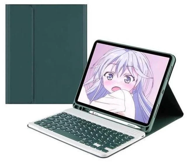 Alt view image 2 of 5 - YEEHi iPad Mini 5 iPad Mini 4 Keyboard Case Cute Color Keyboard Detachable Bluetooth Keyboard Cover with Pencil Holder (DarkGreen)