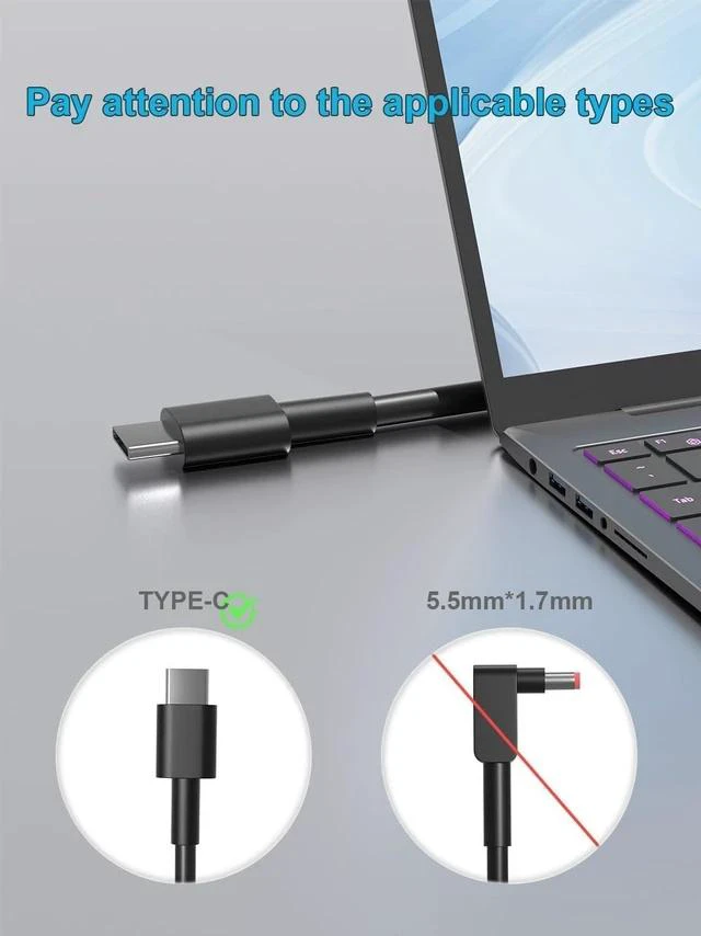 Alt view image 2 of 7 - 65W USB C-Charger Compatible with Inspiron 14 16 2-in-1 7620 7306 7415 7435 7635 7425 7420 7430 5630 5620 5310 5410 5430 5625 7640 7630 7490 7440 7400 7390 5440 7486 5320 5280 Laptop
