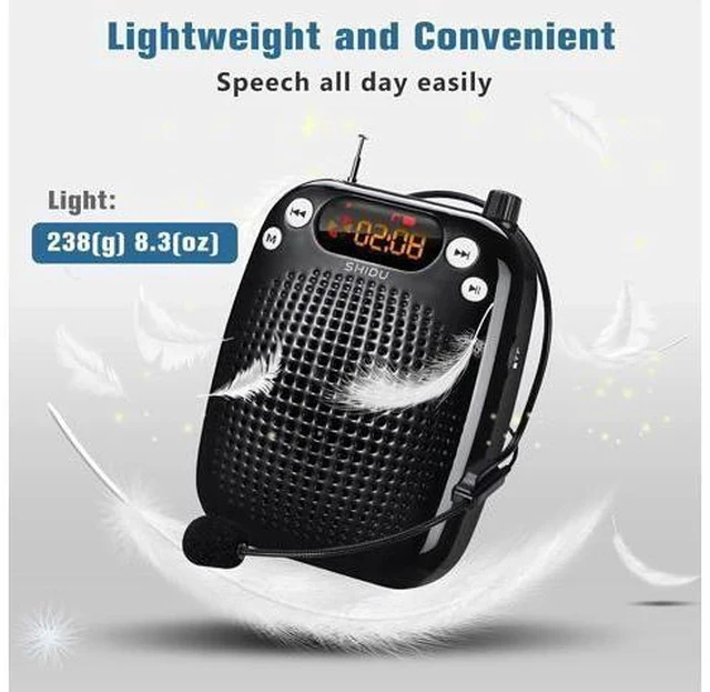 Alt view image 2 of 7 - Voice Amplifier with Microphone Headset, Bluetooth Voice Amplifier for Teachers Portable Speaker with Microphone Support FM TF Card USB Flash Disk for Classroom Speech Tour Guide Training