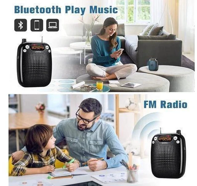 Alt view image 3 of 7 - Voice Amplifier with Microphone Headset, Bluetooth Voice Amplifier for Teachers Portable Speaker with Microphone Support FM TF Card USB Flash Disk for Classroom Speech Tour Guide Training