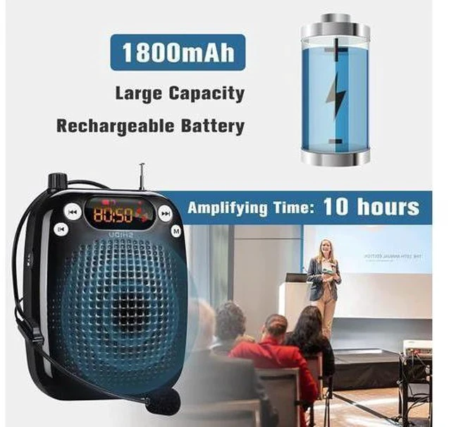 Alt view image 4 of 7 - Voice Amplifier with Microphone Headset, Bluetooth Voice Amplifier for Teachers Portable Speaker with Microphone Support FM TF Card USB Flash Disk for Classroom Speech Tour Guide Training