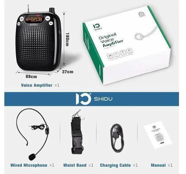 Alt view image 7 of 7 - Voice Amplifier with Microphone Headset, Bluetooth Voice Amplifier for Teachers Portable Speaker with Microphone Support FM TF Card USB Flash Disk for Classroom Speech Tour Guide Training
