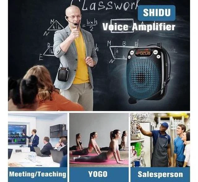 Alt view image 6 of 7 - Voice Amplifier with Microphone Headset, Bluetooth Voice Amplifier for Teachers Portable Speaker with Microphone Support FM TF Card USB Flash Disk for Classroom Speech Tour Guide Training