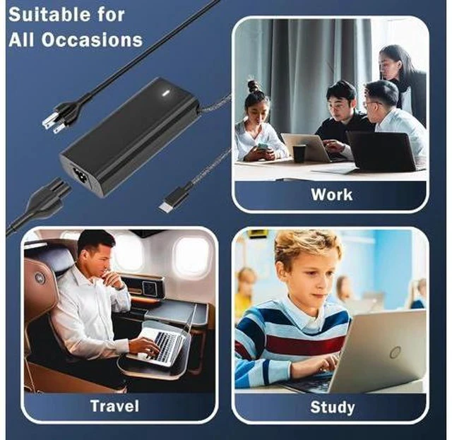 Alt view image 6 of 7 - New Slim 65W USB-C Laptop Charger Replacement for for XPS and Latitude 5000 - Power Cord Included