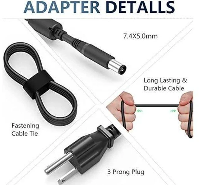 Alt view image 2 of 7 - 130W AC Charger for Dell inspiron 15 7559,Dell Precision 3510 3520 3530 M90 M2400 M4400 M4500 M6300,PA-4E LA130PM121 DA130PE1-00 JU012 Laptop Adapter