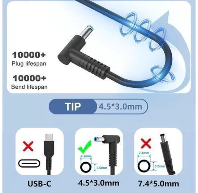 Alt view image 3 of 7 - 65W Laptop Charger 710412-001 Compatible with HP Probook 640 650 G5 G6 440 450 G10 G9 G8 L23960-001 213349-109 L25298-001 19.5V 3.33A Smart Ac Adapter