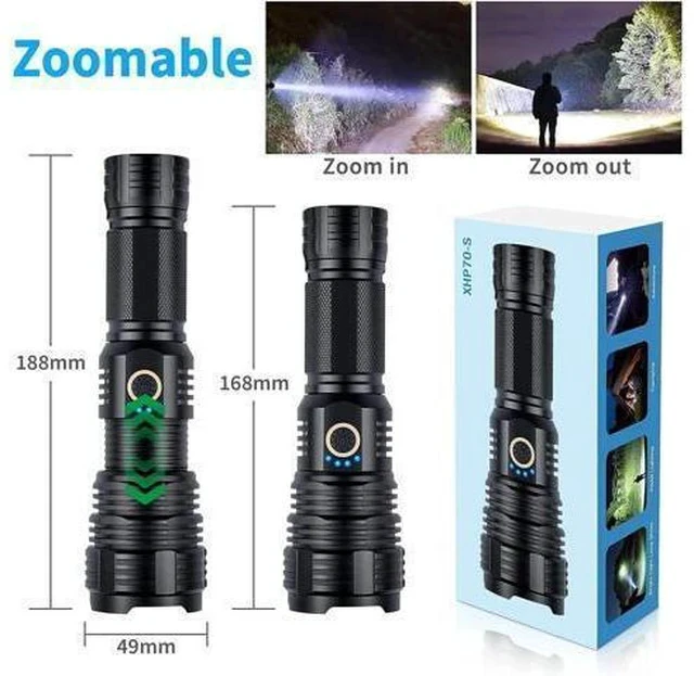Alt view image 7 of 7 - Rechargeable Flashlights 990000 High Lumens, Super Bright Flashlight with 10 Modes, LED Tactical Flashlight Waterproof, Powerful for Camping, Hiking, Hunting and Emergencies