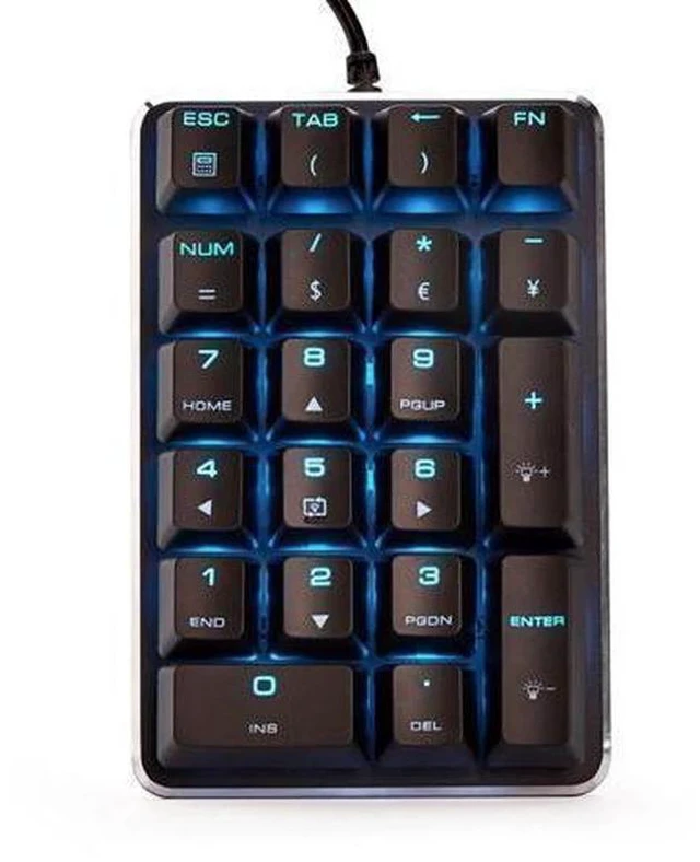 Main image of Qisan Mechanical Numeric Keypad GATERON Brown Switch Wired Ice Blue Backlight Gaming Keypad/Keyboard 21 Keys Portable Mechanical Numpad Extended Layout | Laptop Accessories | keypad for Computer