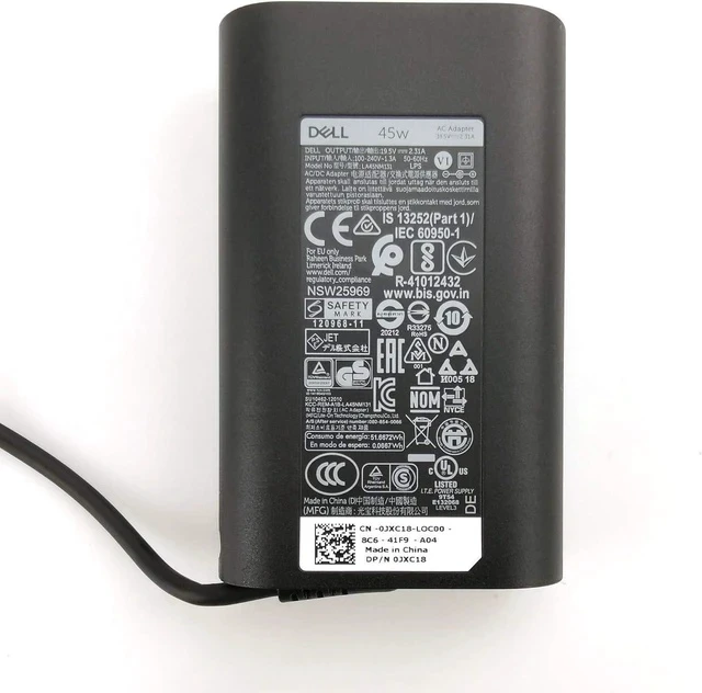 Alt view image 3 of 6 - 45W OEM 4.5mm Tip AC Charger Compatible with XPS 12 9Q23 9Q33 XPS 13 L321X L322X 9333 9343 9350 9360 9370 Inspiron 11 3000 13 5000 7000 14 3000 5000 7000 15 3000 5000 7000 Series Laptop
