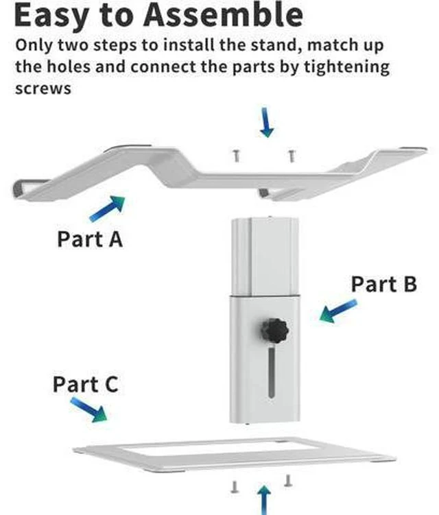 Alt view image 5 of 7 - Adjustable Laptop Stand for Desk Computer Stand Ergonomic Laptop Riser Holder Compatible with 10 to 17.3 Inches Notebook PC Computer Aluminum Silver