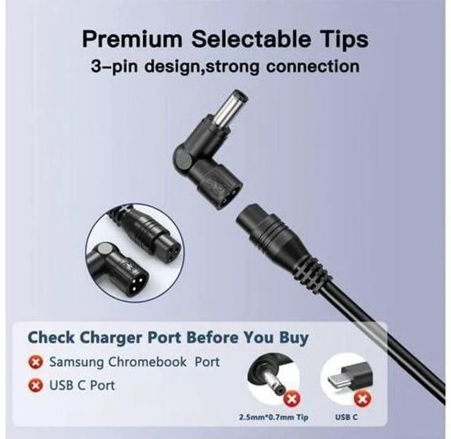 Alt view image 4 of 7 - 90W Universal Ac Laptop Charger Compatible with HP Toshiba Sony Fujitsu IBM Gateway Notebook Ultrabook Power Supply Cord with 16 Tips