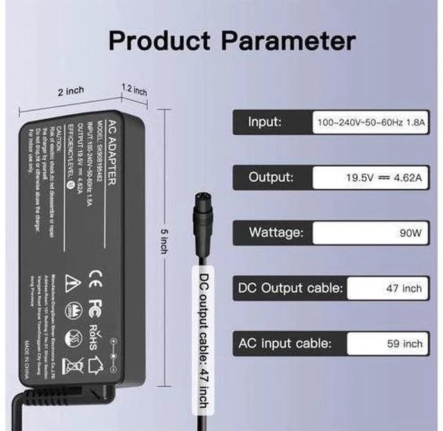 Alt view image 5 of 7 - 90W Universal Ac Laptop Charger Compatible with HP Toshiba Sony Fujitsu IBM Gateway Notebook Ultrabook Power Supply Cord with 16 Tips