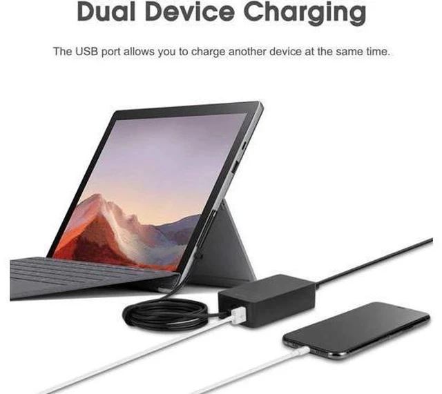 Alt view image 3 of 7 - Surface Charger 44W Power Supply Adapter for Surface Pro 3/4/5/6/7 Surface Laptop Surface Book Surface Go Surface Laptop Go with 6.2 Ft Power Cord