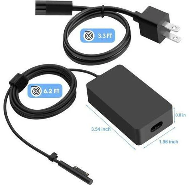 Alt view image 6 of 7 - Surface Charger 44W Power Supply Adapter for Surface Pro 3/4/5/6/7 Surface Laptop Surface Book Surface Go Surface Laptop Go with 6.2 Ft Power Cord