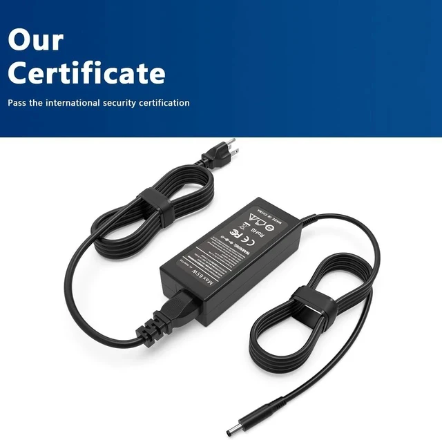 Alt view image 2 of 7 - 65W 4.5mm AC Adapter Compatible with Latitude 3520 3540 3440 3420 3550 3430 3320 3340 3330 3450 3535 Business Student Laptop DA65NM191 19.5V 3.34A Power Supply Adapter Cord