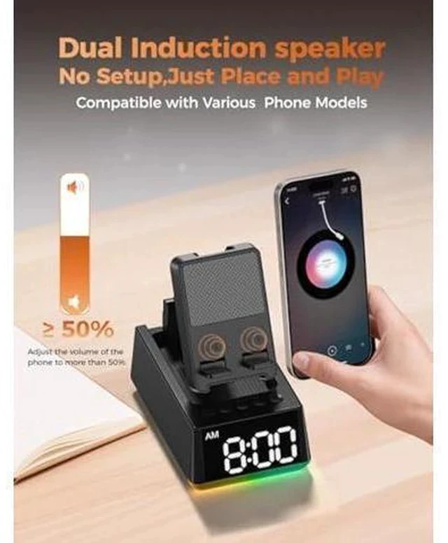 Alt view image 3 of 7 - Stocking Stuffers for Men Women Teen:White Elephant Gifts for Adults Induction Speaker Bluetooth with HD Sound,Kitchen Gadgets Anniversary Birthday Gift Ideas for Dad Mom Husband Wife(Black)