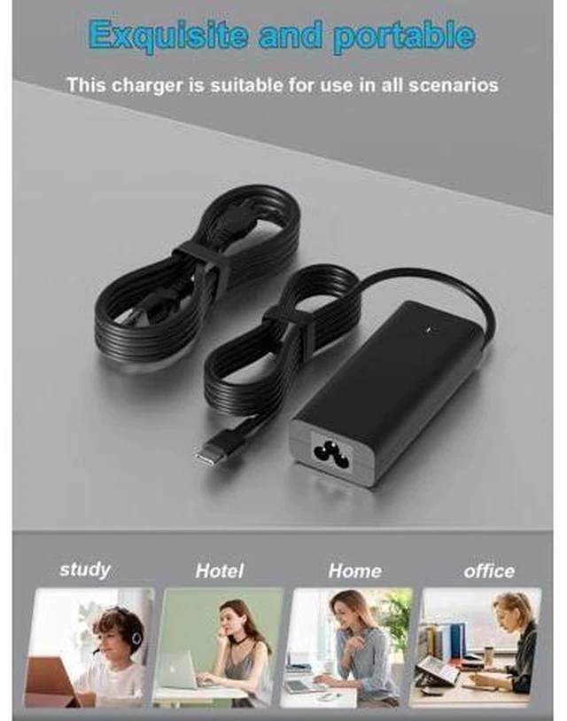 Alt view image 7 of 7 - 65W USB C-Charger Compatible with Inspiron 14 16 2-in-1 7620 7306 7415 7435 7635 7425 7420 7430 5630 5620 5310 5410 5430 5625 7640 7630 7490 7440 7400 7390 5440 7486 5320 5280 Laptop