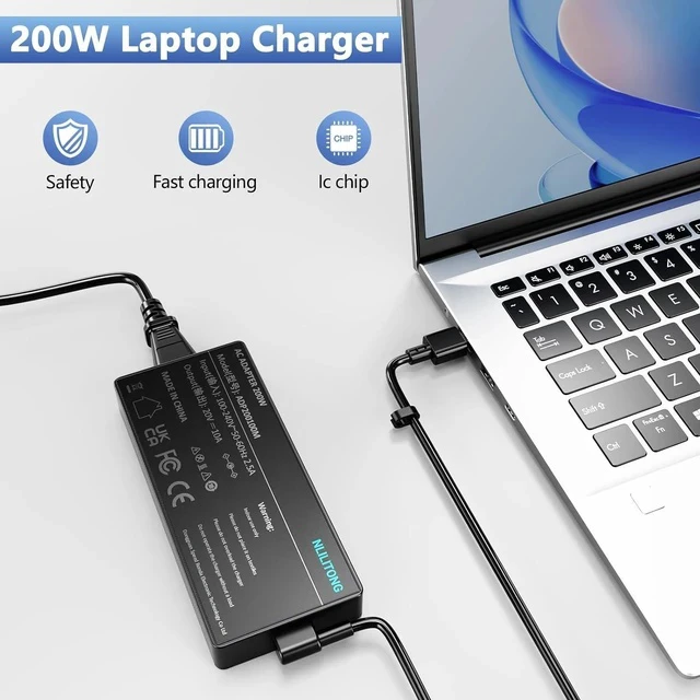 Alt view image 5 of 5 - 200W Charger Compatible with ROG Zephyrus G16 GU605 GU605MI GU605CM GU605CP GA605 GA605WV GA605WI GA605WV TUF Gaming A14 FA401WV FA401UV FA401UU ProArt P16 PX13 HN7306 H7606 Laptop Power Adapter