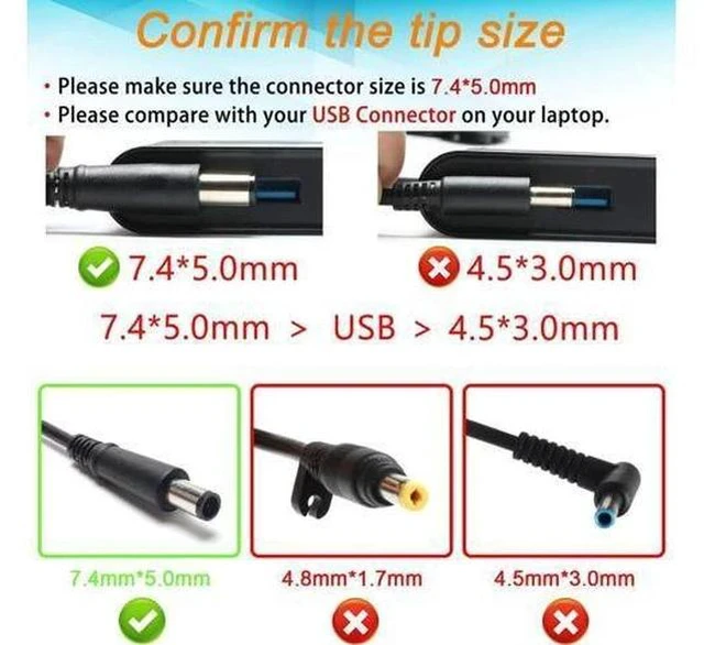 Alt view image 3 of 7 - 65W 18.5V 3.5A HP 2000 Laptop Charger Replacement for HP Pavilion DV7 DV6 G6 G7 DV5 DV4 DM4 G62 G72 AC Adapter Power Supply Cord