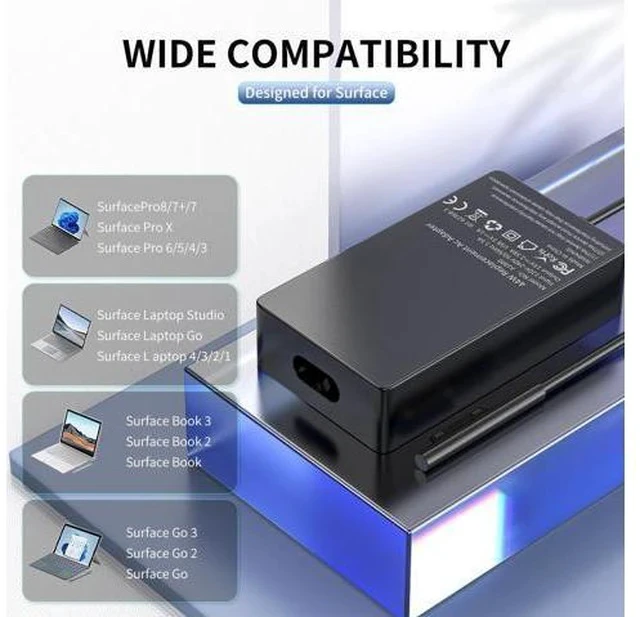 Alt view image 2 of 6 - Surface Charger 44W 15V 2.58A Power Supply AC Adapter Charger for Surface Pro 3/4/5/6/7 Surface Laptop 3/2/1 Surface Go/Book with 6ft Power Cord
