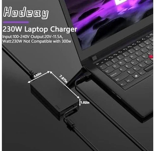 Alt view image 4 of 5 - 230W Laptop Charger Compatible with Lenovo Legion 5 Slim 5 7 5P C7 S7 Y520 Y720 Y7000 Y920 Y740 Y730 Y540 Y545 C7 S7 ThinkPad P1 P73-P70 P53-P51 15ARH05 ThinkBook 16p AC Adapter