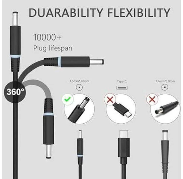 Alt view image 3 of 7 - 130W AC Adapter Compatible with Dell inspiron 16 Plus 7640 7620 7630 Business Laptop,for inspiron 14 16 Plus 7420 7430 7510 XPS 15 17 9730 9640 7590 9530 9550 7590 Power Supply Cord