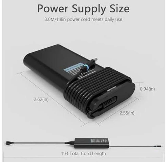 Alt view image 4 of 7 - 130W AC Adapter Compatible with Dell inspiron 16 Plus 7640 7620 7630 Business Laptop,for inspiron 14 16 Plus 7420 7430 7510 XPS 15 17 9730 9640 7590 9530 9550 7590 Power Supply Cord
