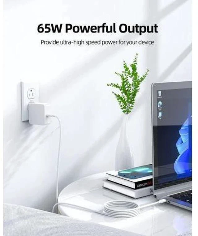 Alt view image 2 of 7 - 65W Fast Type C Charger Fit for Galaxy Book Laptop Charger for Galaxy Book Pro Pro 360 and More Replacements with USB C Connector Foldable Compact Detachable 7.5ft Cable