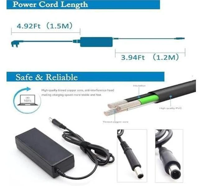 Alt view image 4 of 7 - 19.5V 3.33A 65W Laptop Charger Compatible with HP G4 G6 G7 G32 G42 G56 G60 G61 G62 G71 G72 Dv3 Dv4 Dv5 Dv6 Dv7 Dm4 M6 M7 Power Adapter Supply Cord