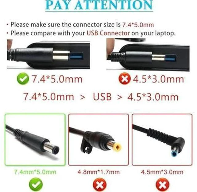 Alt view image 3 of 7 - 19.5V 3.33A 65W Laptop Charger Compatible with HP G4 G6 G7 G32 G42 G56 G60 G61 G62 G71 G72 Dv3 Dv4 Dv5 Dv6 Dv7 Dm4 M6 M7 Power Adapter Supply Cord