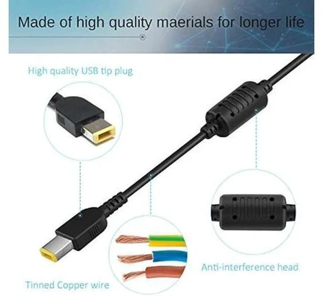 Alt view image 2 of 6 - 135W AC Charger for Lenovo Ideapad Gaming 3 Series 3-15 Yoga Slim 7 9 IdeaPad Y50-70 Y40-70 Y700 ThinkPad T440p T540p T570 W540 Legion Y50 Y520 Y530 135 Watt Laptop Power Supply Adapter Cord