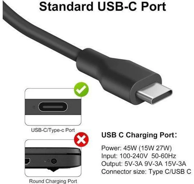 Alt view image 2 of 7 - USB C Laptop Charger Compatible with HP Google Chromebook Type C Power Cord