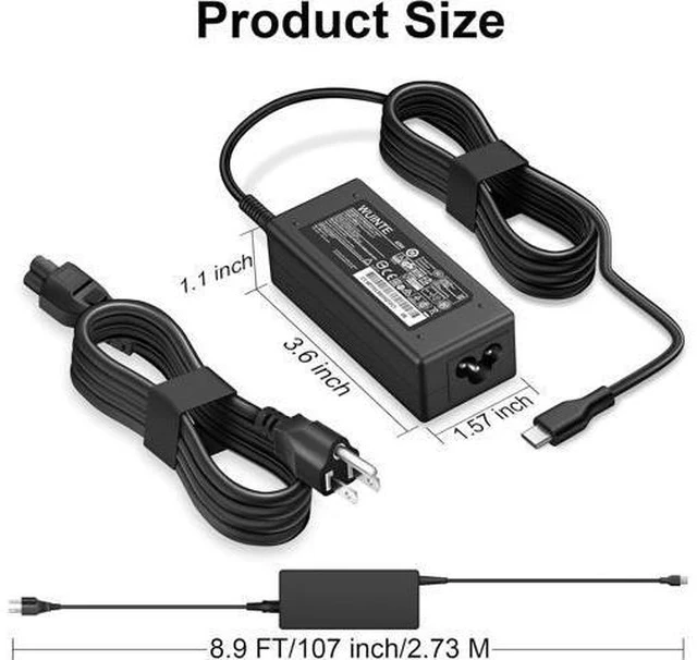 Alt view image 7 of 7 - USB C Laptop Charger Compatible with HP Google Chromebook Type C Power Cord