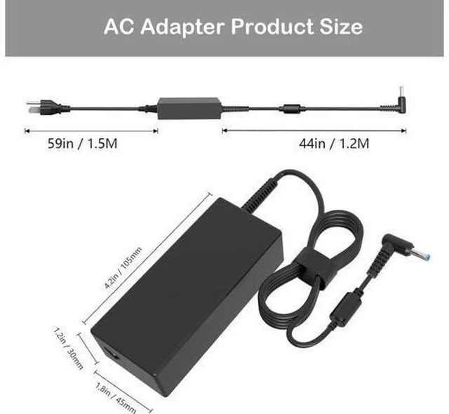 Alt view image 3 of 7 - Ac Charger 65w Fit for HP ProBook 640 650 450 430 440 446 455 470 745 735 725 755 EliteBook 840 850 845 Laptop Cord