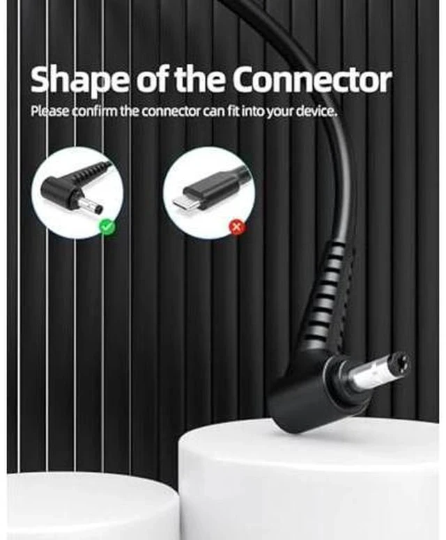 Alt view image 3 of 7 - 65W AC Charger Fit for Lenovo IdeaPad 3 s340 s145 330 320 310 Fit for Yoga 710 720 Laptop Replacement Power Supply Adapter Cord