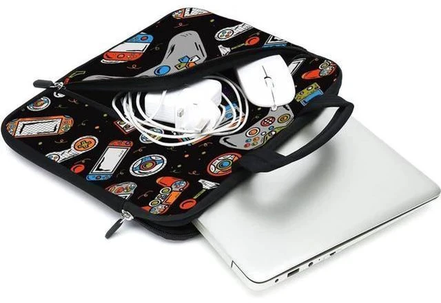 Alt view image 4 of 7 - Laptop Sleeves 14 15 15.4 15.6 Chromebook Case Notebook Sleeve PC Messenger Bag Tablet Case Neoprene Handle Sleeve for Men Women Two Pockets(Games-1)