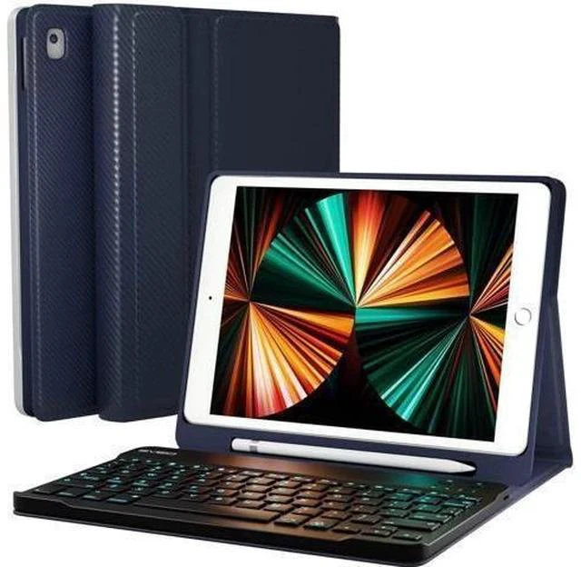 Main image of EVEO iPad Case with Keyboard 10.2'' - iPad 9th Generation Case with Keyboard - for iPad Case 9th Generation/8th Gen/7th iPad Keyboard case 9th Generation iPad case, Built-in Pencil Holder-Dark Blue