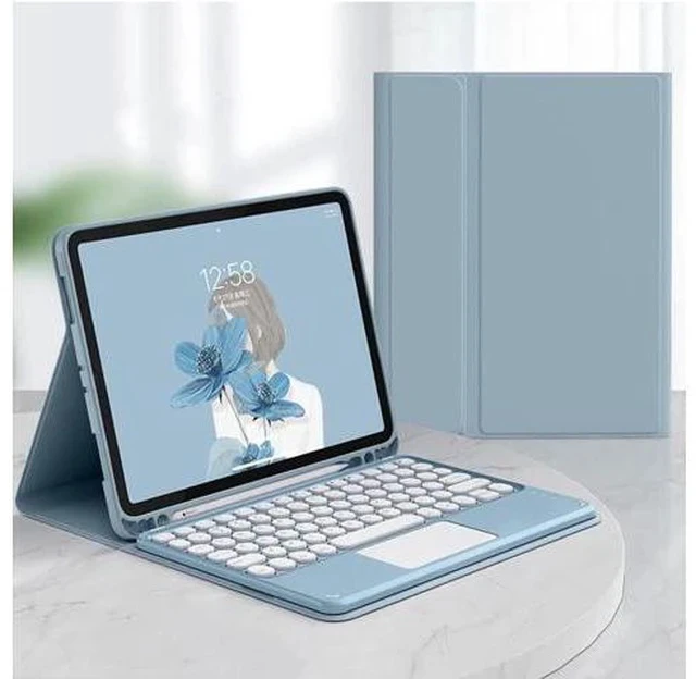 Alt view image 2 of 7 - HENGHUI Keyboard Case for iPad 11th Gen (A16 11" 2025)/ iPad 10th Generation 10.9" 2022 Case with Cute Round Key Candy Color Touchpad Keyboard (Blue)