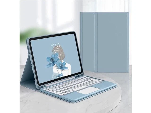 Alt view image 7 of 7 - HENGHUI Keyboard Case for iPad 11th Gen (A16 11" 2025)/ iPad 10th Generation 10.9" 2022 Case with Cute Round Key Candy Color Touchpad Keyboard (Blue)