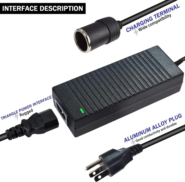 Alt view image 4 of 7 - AC to DC Converter 12V 10A 120W Power Supply 110V-220V to DC 12 Volt Transformer Cigarette Lighter Socket Power Adapter for Air Compressor Car Refrige