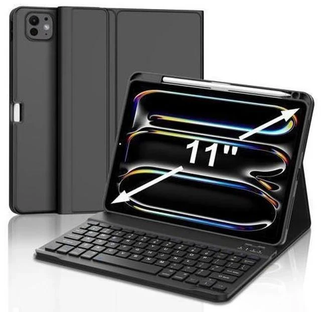 Main image of iPad Pro 11 inch Case 2024 Keyboard - Detachable Keyboard Case for iPad Pro 11'' M4 - Smart Folio Case for iPad 11 Keyboard with Pencil Holder - Auto Wake/Sleep Pro 11-inch Keyboard Case - Black