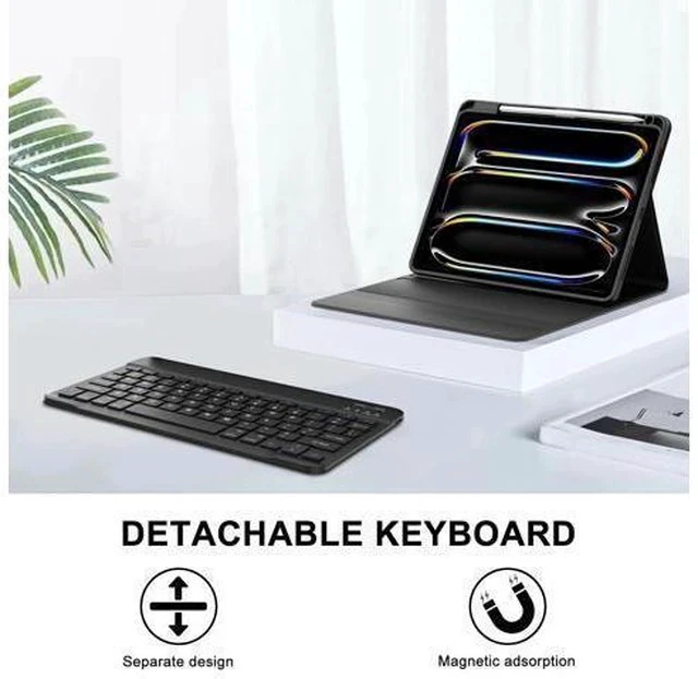 Alt view image 4 of 5 - iPad Pro 11 inch Case 2024 Keyboard - Detachable Keyboard Case for iPad Pro 11'' M4 - Smart Folio Case for iPad 11 Keyboard with Pencil Holder - Auto Wake/Sleep Pro 11-inch Keyboard Case - Black