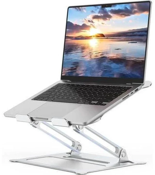 Main image of Aluminum Adjustable Laptop Stand No Wobble Laptop Riser Foldable Computer Notebook Stand Holder for 10-17 Laptops Lightweight & Sturdy Silver/B