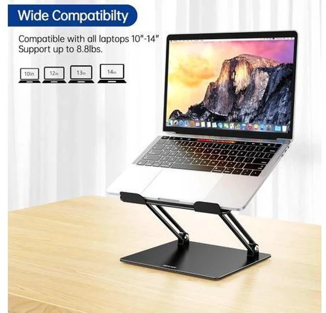 Alt view image 3 of 7 - LS10 Aluminum Laptop Stand Ergonomic Adjustable Notebook Tablet Stand Computer Holder Compatible with Air Pro HP More 10-14 Laptops Black