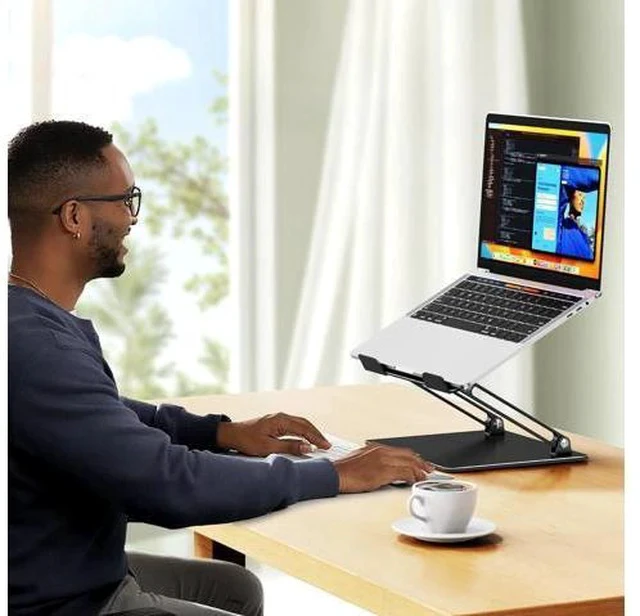 Alt view image 7 of 7 - LS10 Aluminum Laptop Stand Ergonomic Adjustable Notebook Tablet Stand Computer Holder Compatible with Air Pro HP More 10-14 Laptops Black