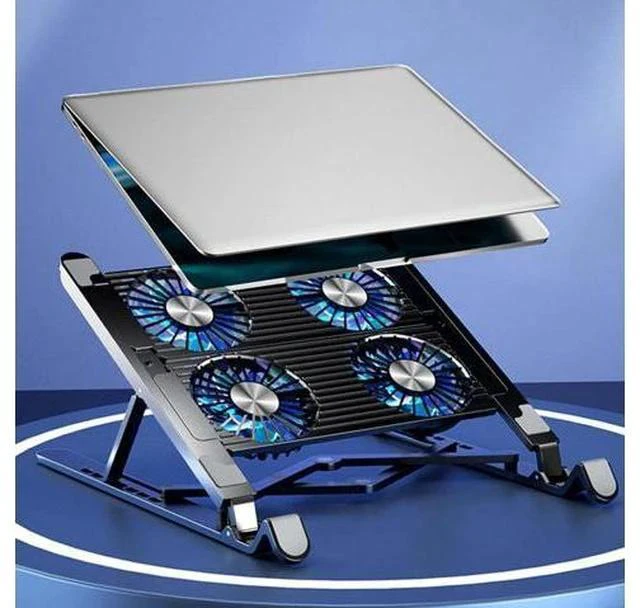 Alt view image 3 of 5 - Laptop Folding Stand Laptop Coolers Adjustable Foldable Desk Tablet Pc Holder 2 fans black plastic