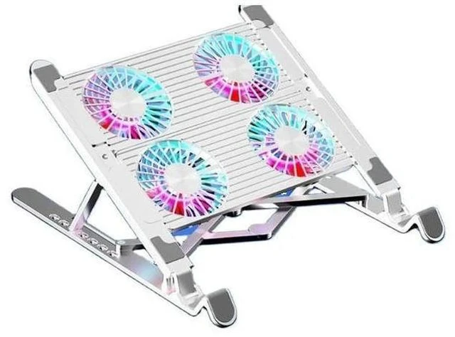 Alt view image 4 of 5 - Laptop Folding Stand Laptop Coolers Adjustable Foldable Desk Tablet Pc Holder 2 fans black plastic
